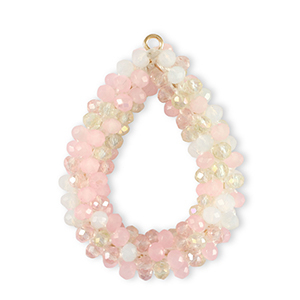 Top Faceted charms drop Multicolour Crystal-Pink