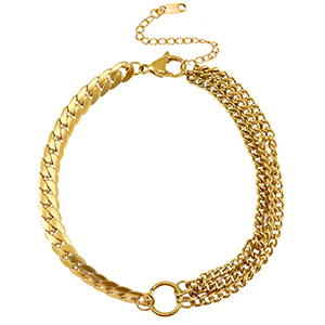 Stainless steel anklets snake triple layer Gold