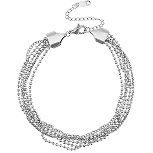 Stainless steel anklets multiple layer Silver