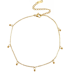 Stainless steel anklets ball Gold