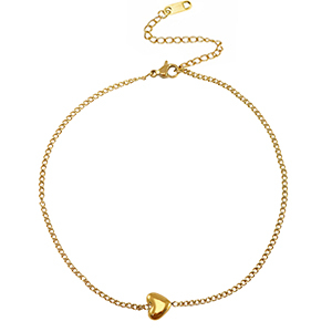 Stainless steel anklets heart Gold