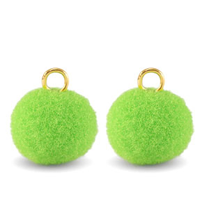 Pompom charms with loop 10mm Gold-Vibrant Green