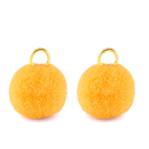 Pompom charms with loop 10mm Gold-Spectra Yellow