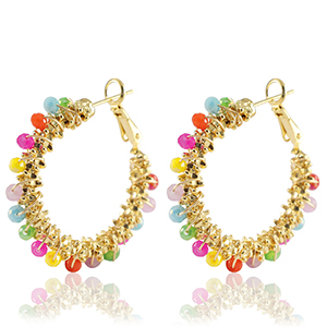 Stainless steel earrings facet Multicolour-Gold
