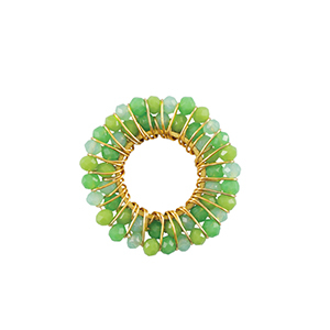 Stainless steel charms facet 26mm Green-Gold