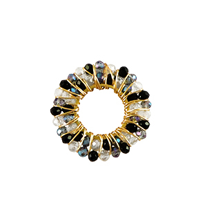 Stainless steel charms facet 26mm Black-Gold