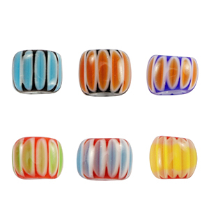 Millefiori beads tube Multicolour Blue-Orange