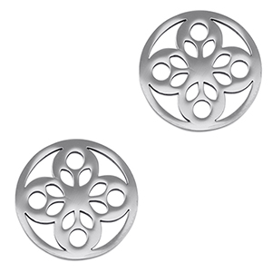 Stainless steel charms connector flower Silver