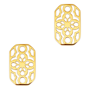 Stainless steel charms connector octagon flower Gold
