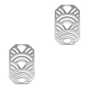 Stainless steel charms connector octagon arches Silver
