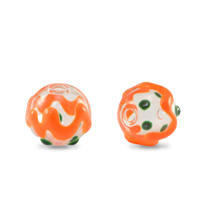 Hand-painted glass beads 8mm Transparent-Green Orange