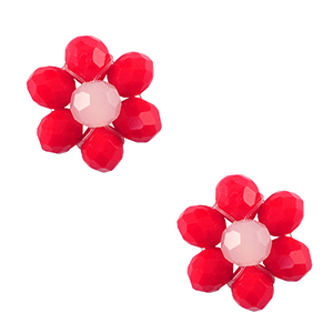Top Faceted charms flower Red-Pink