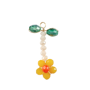 Top Faceted charms flower Gold-Green Yellow