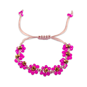 Top faceted bracelet flower Fuchsia-Topaz Brown