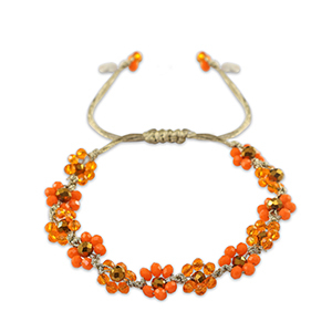 Top faceted Anklets flower Multicolour Orange-Topaz Brown