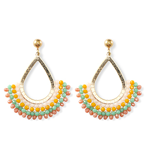 Top Faceted earrings drop Gold-Multicolour