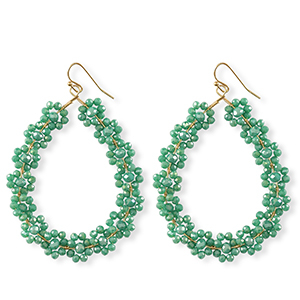 Top Faceted earrings drop Gold-Ocean Green