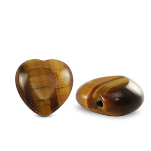 Natural stone beads Tigereye heart Golden Brown