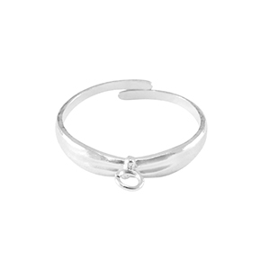 Stainless steel rings with loop Silver