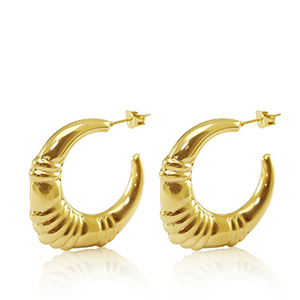 Stainless steel earrings / earpins creole oval Gold