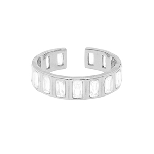 Stainless steel rings crystal Silver