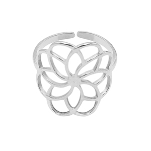Stainless steel rings flower Silver
