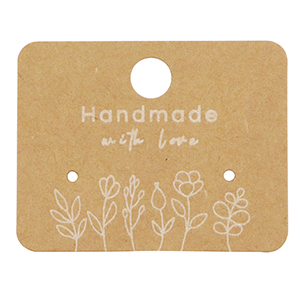 Jewellery cards "handmade with love" flowers Brown
