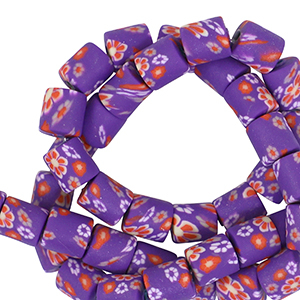 Polymer beads 6mm flower Purple-Multicolour
