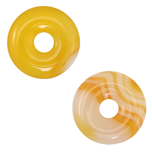 Natural stone charms Agate donut 20mm Yellow