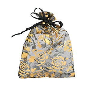 Jewellery Organza Bag 9x12cm rose Black-Gold