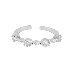 Brass TQ metal ring cubic zirconia Silver-Crystal