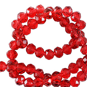 Top faceted beads 3x2mm disc Candy Red