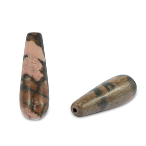 Natural stone beads Rhodonite drop Pink-Brown Black