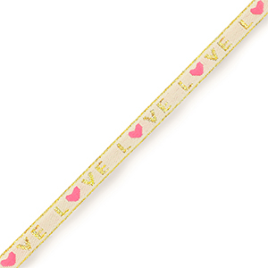 Ribbon text "love" Pale Pink-Gold