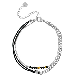 Stainless steel bracelets duo layer Silver-Black