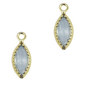 Crystal glass charms oval Grey Blue-Gold