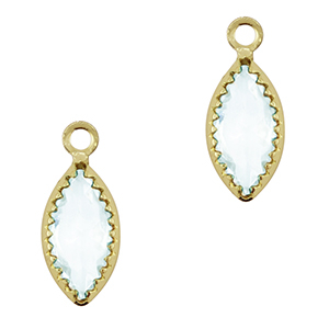 Crystal glass charms oval Light Sky Blue-Gold