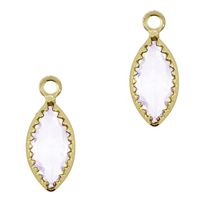 Crystal glass charms oval Light Lilac-Gold