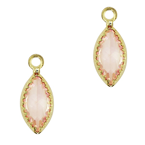 Crystal glass charms oval Peach-Gold