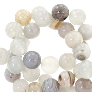Natural stone beads Chalcedony (Quartz) and Agate 6mm Grey-Beige Multicolour Opal