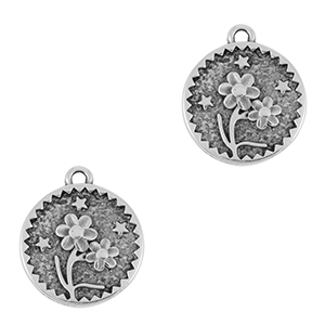 DQ European metal charms flower Antique Silver (nickel free)