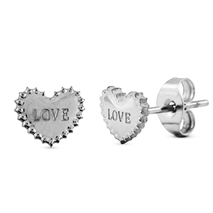 Stainless steel earrings / earpins heart Silver