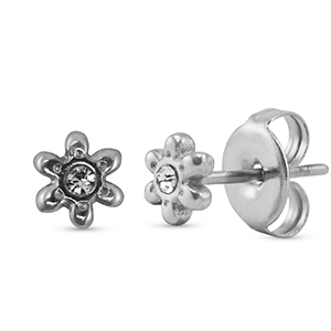 Stainless steel earrings / earpins flower Silver