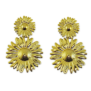 Stainless steel earrings / earpin flower Gold