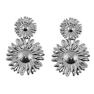 Stainless steel earrings / earpin flower Silver