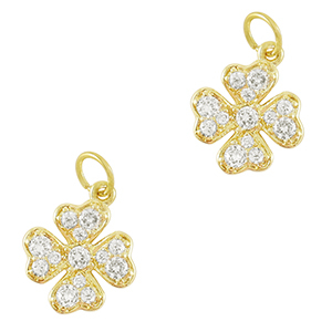 Brass TQ metal charms zirconia Clover Gold