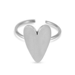 Stainless steel rings enamel heart Silver
