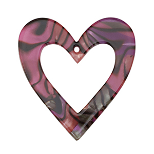 Resin pendants heart Magenta Pink-Black