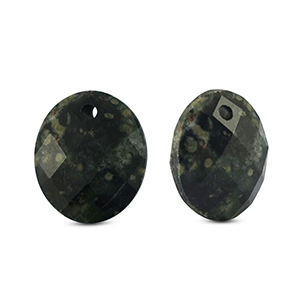 Natural stone charms Glass oval Black-Grey