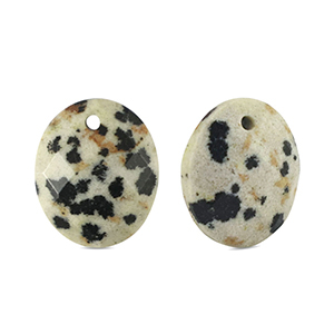 Natural stone charms Dalmatian Stone oval Greige-Black